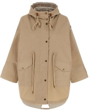 Moncler Brunnera Hooded Long Coat - Natural