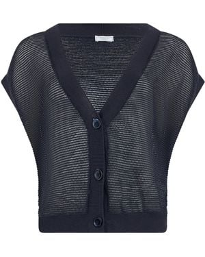 Peserico Mesh Short Sleeve Cardigan - Blue