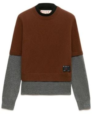 Marni Cashmere Jumper With Layered Effect - Brown