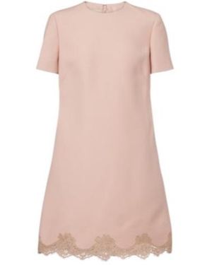 Valentino Crepe Couture Lace-Trimmed Minidress - Pink
