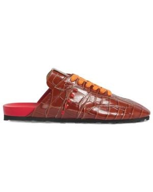 Marni Croc-Effect Leather Softy Soccer Slip-On Trainers - Red