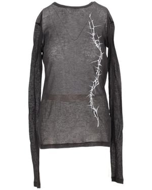 Ann Demeulemeester Fiene Printed Long-Sleeved T-Shirt - Grey