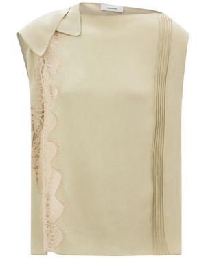 Ferragamo Top With Lace Inserts - Natural