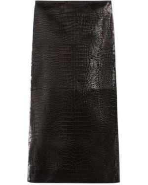 Gucci Printed Leather Midi Skirt - Black