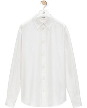 Loewe Logo Embroidered Long-Sleeved Shirt - White