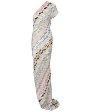 Missoni Wave One-Shoulder Maxi Dress - White