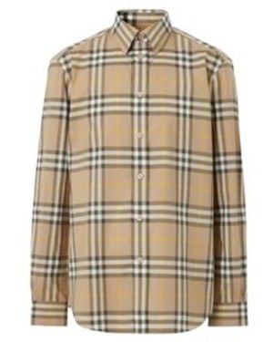 Burberry Check-Pattern Cotton Shirt - Natural