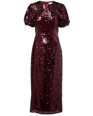 Erdem Sequined Midi Dress - Red