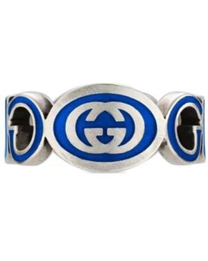 Gucci Interlocking G Pull-On Style Ring - Blue