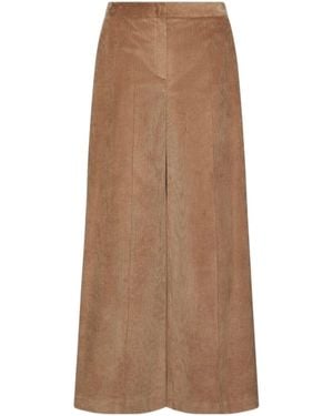 Marella Wide-Leg Casual Trousers - Brown