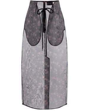 Simone Rocha Floral Midi Skirt - Grey