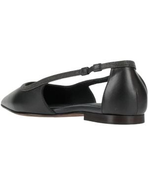 Brunello Cucinelli Leather Pointed-Toe Ballet Flats - Black