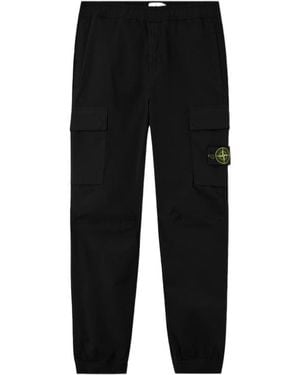 Stone Island Regular-Tapered-Fit Cargo Trousers With Drawstring Waistband - Black