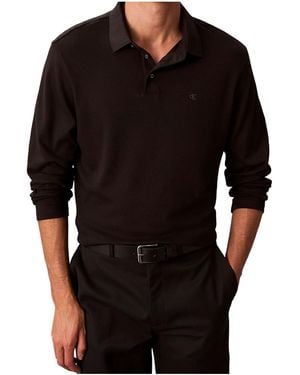 Calvin Klein Long-Sleeves Polo Shirt - Black
