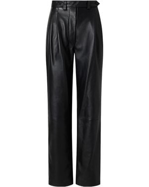 Giuliva Heritage Leather Straight-Leg Pants - Black