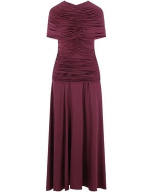 Self-Portrait Knitted Pleated Midi Dress - Purple