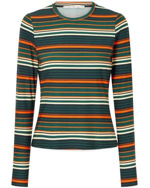 Proenza Schouler Mae Striped Stretch-Jersey T-Shirt - Green