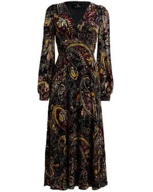 Etro Midi Wrap Dress - Black