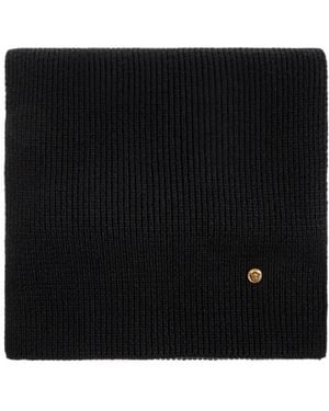 Versace Medusa-Plaque Ribbed Scarf - Black