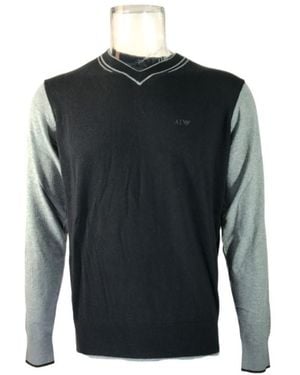 Armani Jeans V-Neck Long-Sleeved Jumper - Grey