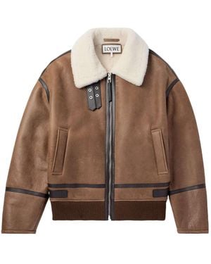 Loewe Shearling Leather-Trimmed Jacket - Brown