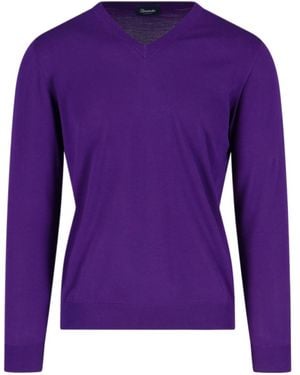 Drumohr V-Neck Knit Top - Purple