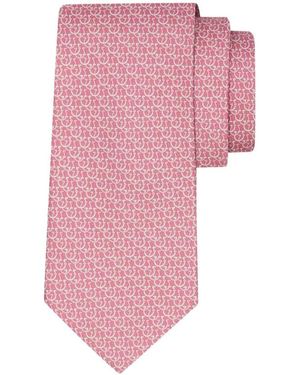 Ferragamo Gancini Links Print Silk Tie - Pink