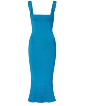Galvan London Atalanta Ribbed-Knit Cocktail Dress - Blue
