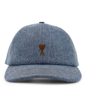 Ami Paris Denim Baseball Hat - Blue