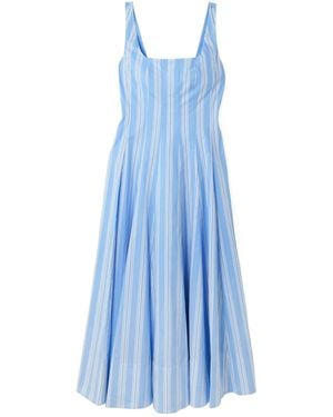STAUD Wells Patchwork Striped Dress - Blue