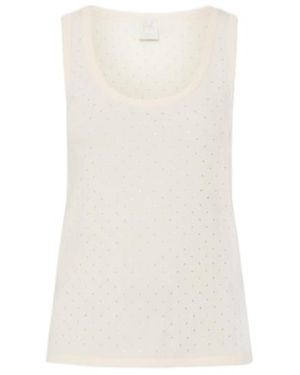 Marella Jersey Vest Top With Micro-Rhinestone Detail - White