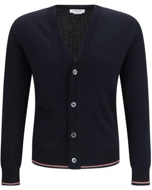 Thom Browne Ribbed V-Neck Cardigan - Blue