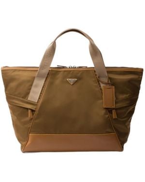Prada Re-Nylon Zipped Duffle Bag - Brown