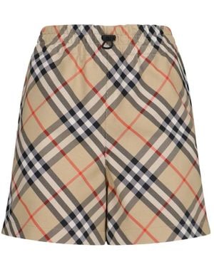 Burberry Ekd Motif Checked Shorts - Brown