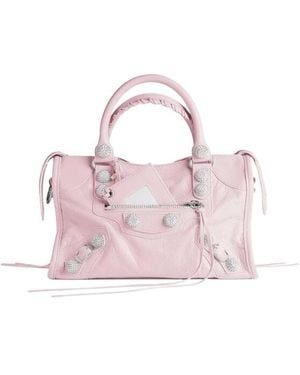 Balenciaga Le City Bag Small Giant Studs With Rhinestones - Pink