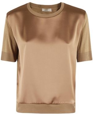 Herno Paneled Crewneck T-Shirt - Brown