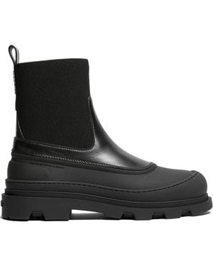 Moncler Vera Edge Leather Ankle Boots - Black