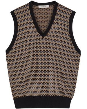 Lemaire Patterned V-Neck Cotton-Knit Vest - Brown