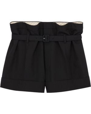 Saint Laurent Belted Paperbag Shorts - Black