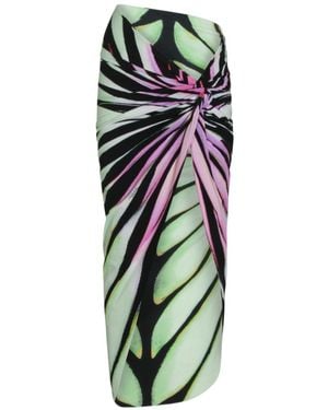 Roberto Cavalli Ruched Printed Skirt - Green