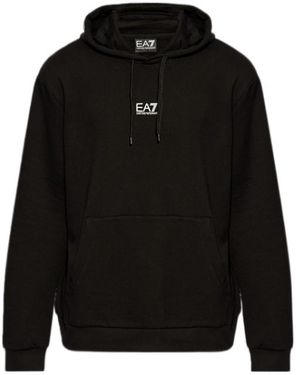 EA7 Drawstring Long-Sleeved Hoodie - Black