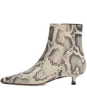 Aeyde Sofie Pointed Toe Embossed Kitten Heel Ankle Boots - Natural