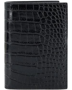 Tom Ford Logo Embossed Exotic Line Passport Holder - Black