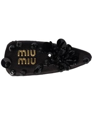 Miu Miu Logo-Lettering Hair Clip - White