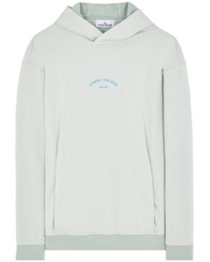 Stone Island Logo-Print Cotton Hoodie - White
