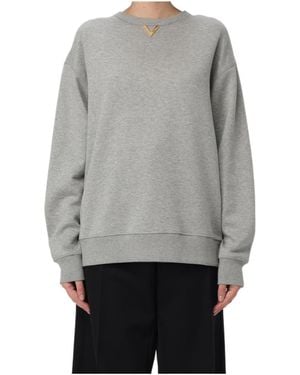 Valentino V Logo Plaque Sweatshirt - Gray