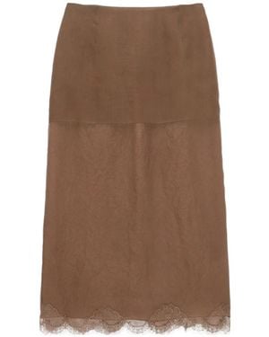 Carven Sheer Lingerie Skirt - Brown