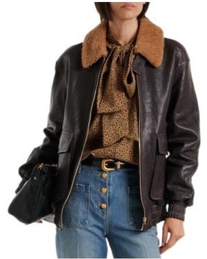 Valentino Trimmed Leather Bomber Jacket - Black
