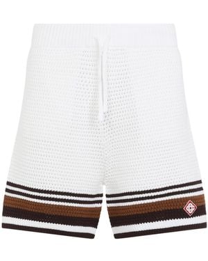 CASABLANCA Crochet Stripe Shorts - White