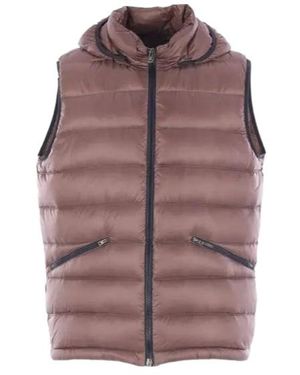 Herno Hooded Zip-Up Down Vest - Brown